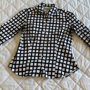 New York & Company Black and White Grid Shirt